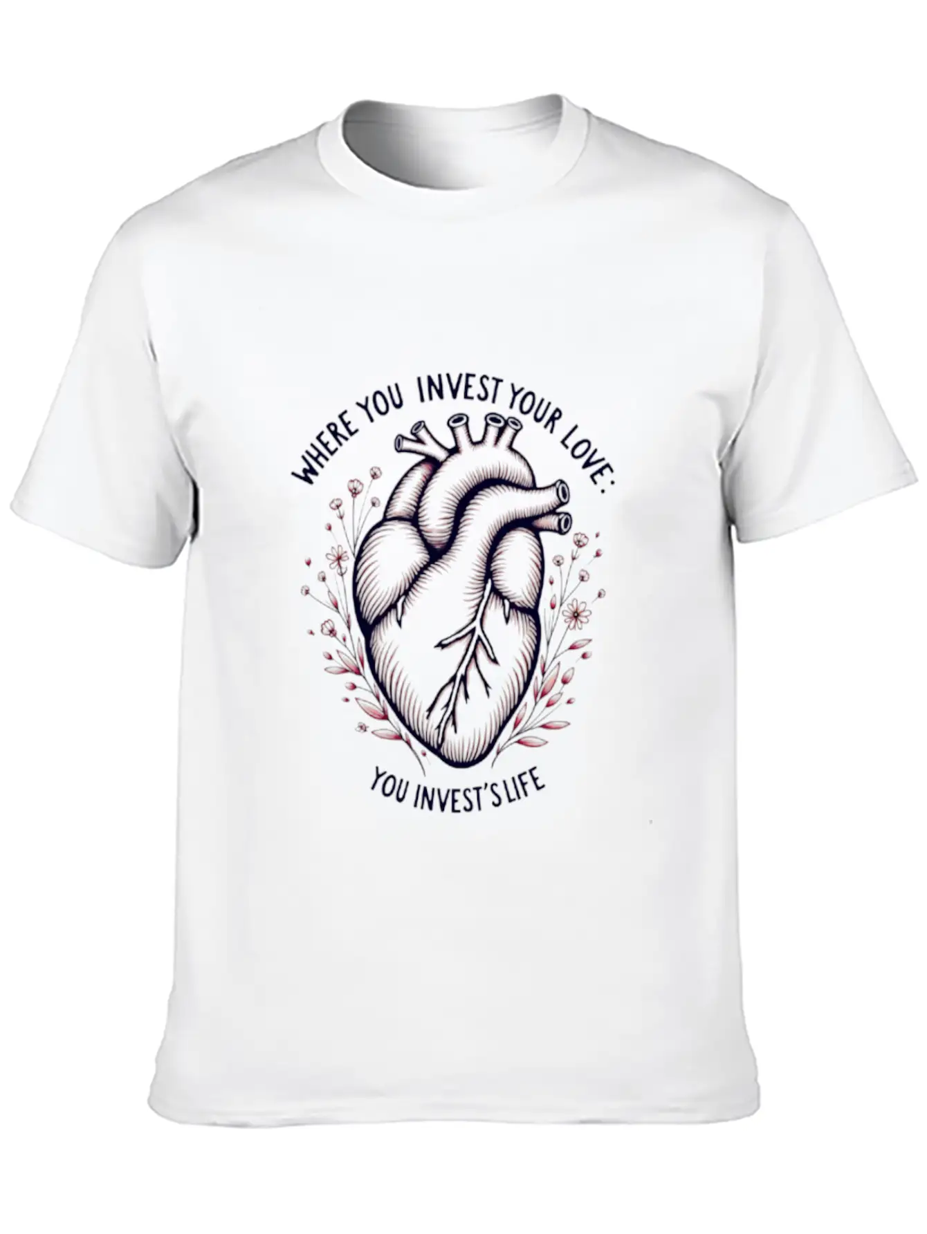 Heart Blossom Unisex Casual T-Shirt – Clean Design For Daily Comfort