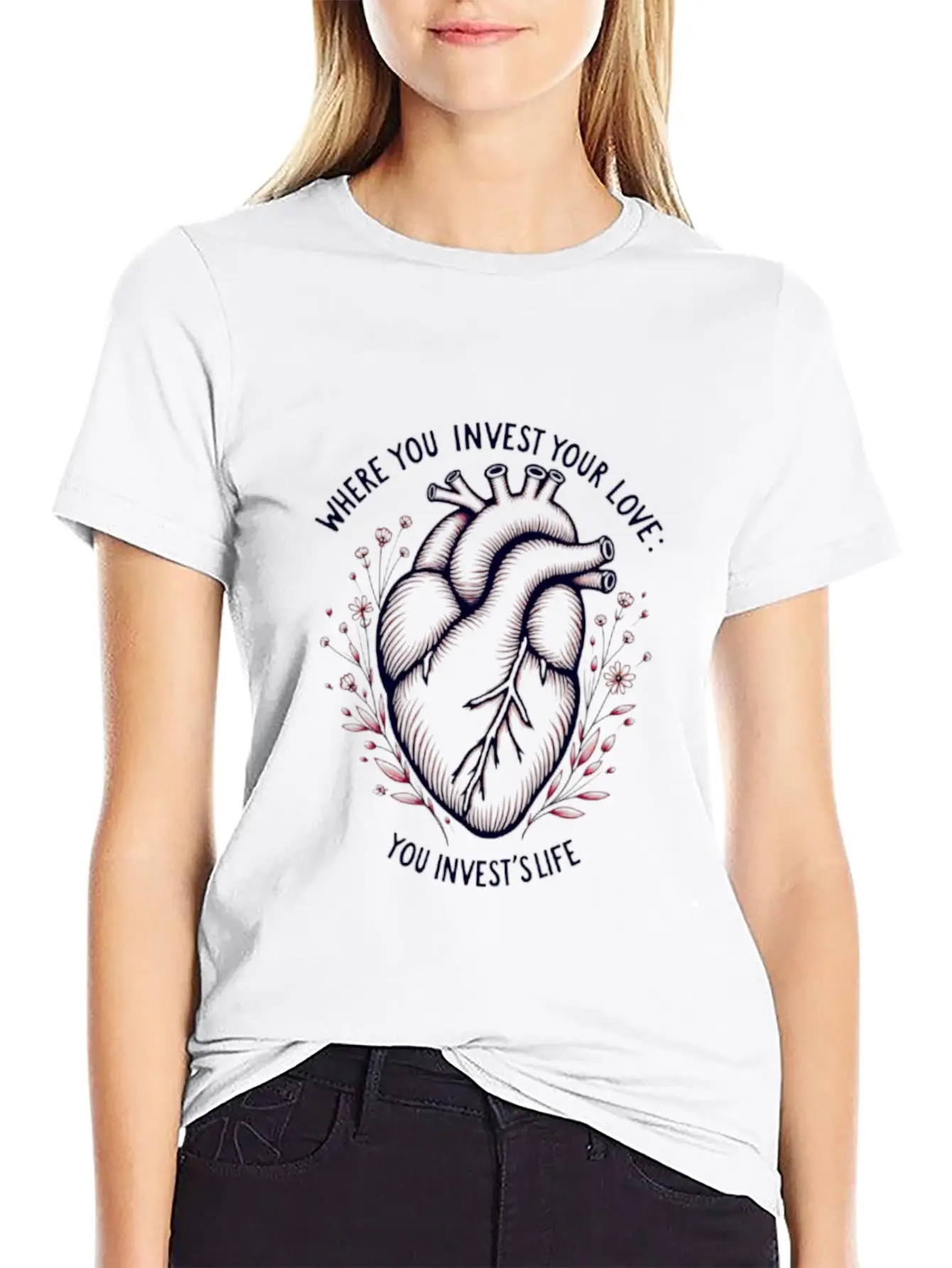 Heart Blossom Unisex Casual T-Shirt – Clean Design For Daily Comfort