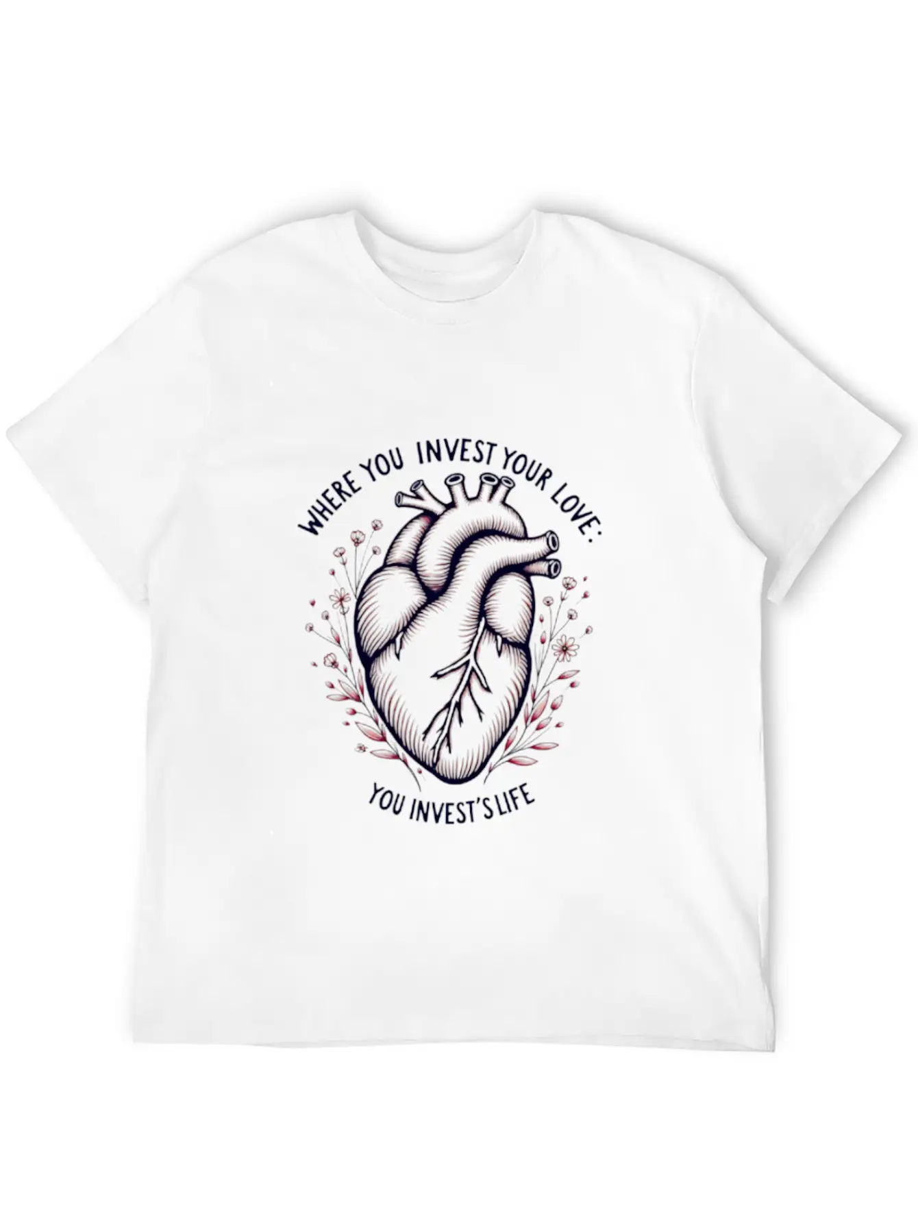 Heart Blossom Unisex Casual T-Shirt – Clean Design For Daily Comfort