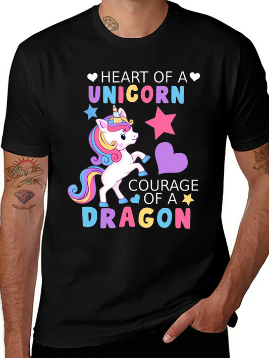 Heart Of A Unicorn, Courage Of A Dragon Unisex Casual T-Shirt – Clean Design For Daily Comfort