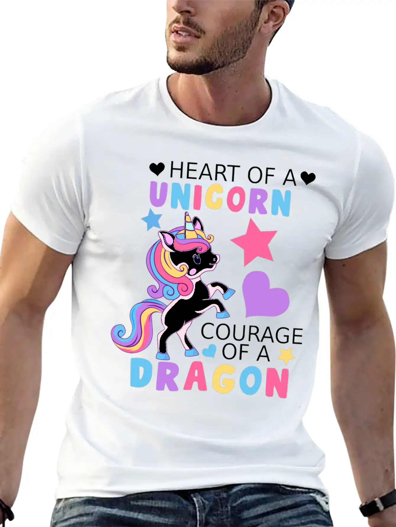 Heart Of A Unicorn, Courage Of A Dragon Unisex Casual T-Shirt – Clean Design For Daily Comfort