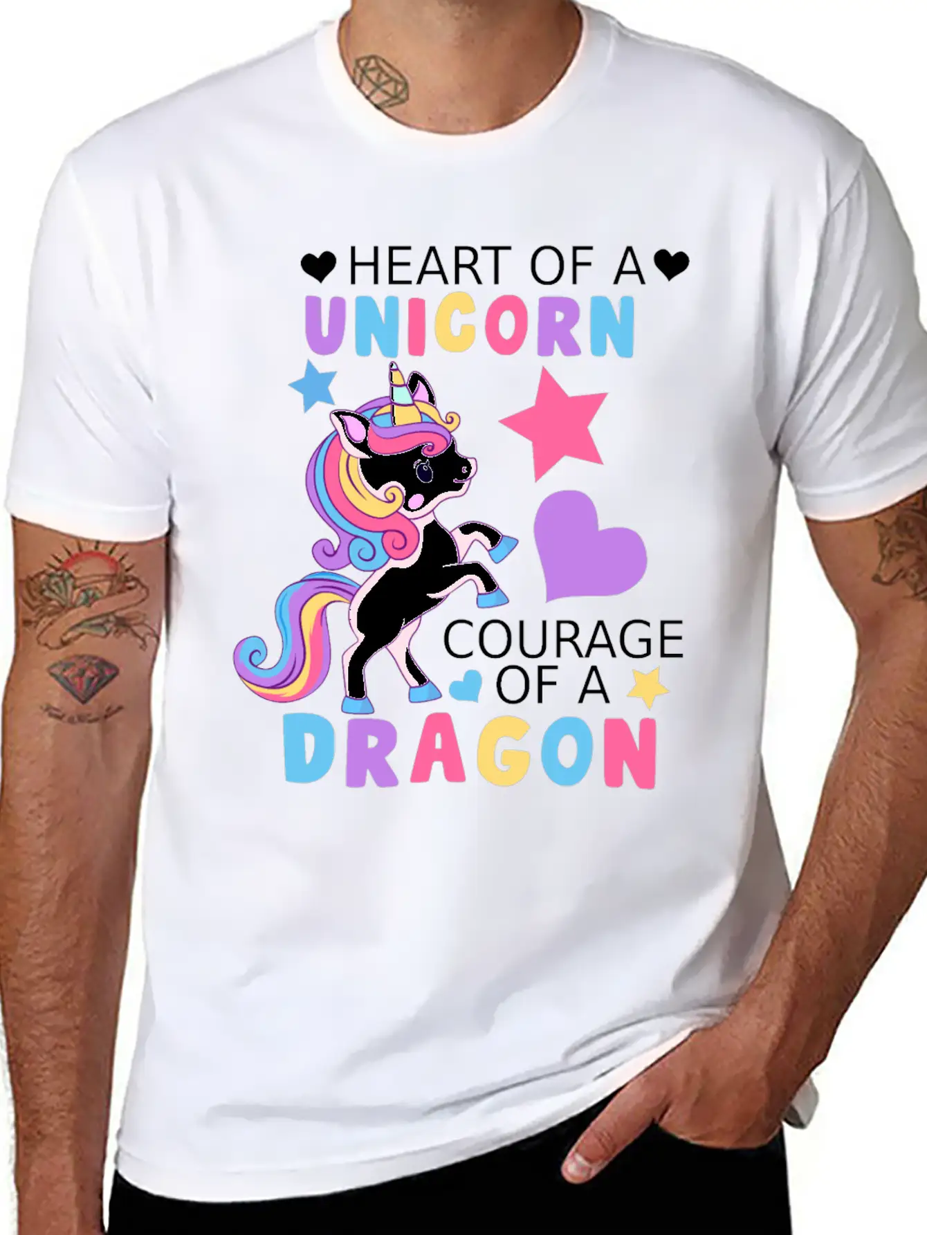 Heart Of A Unicorn, Courage Of A Dragon Unisex Casual T-Shirt – Clean Design For Daily Comfort