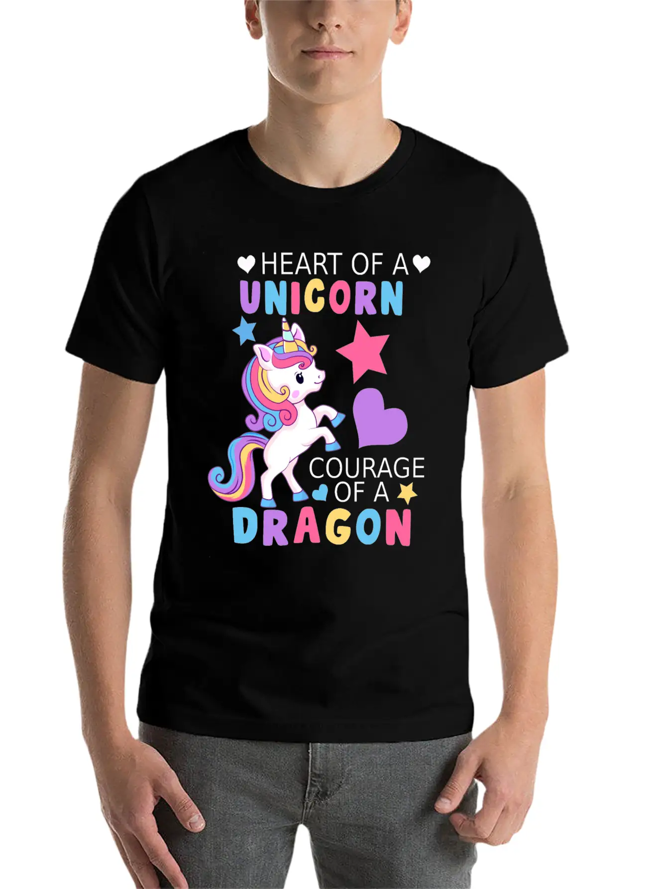 Heart Of A Unicorn, Courage Of A Dragon Unisex Casual T-Shirt – Clean Design For Daily Comfort