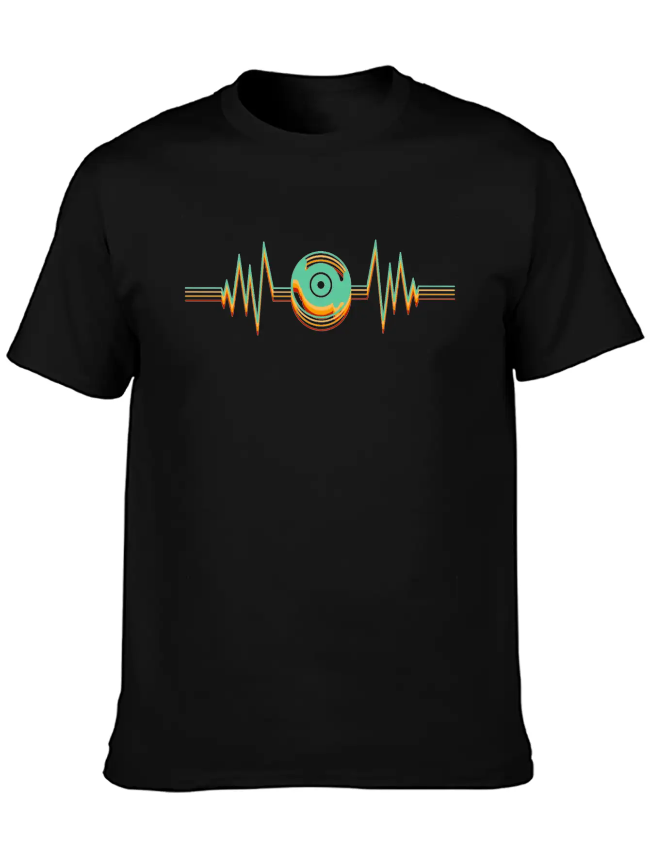 Heartbeat Disk Vinyl Music Nightclub EDM Party Unisex Casual T-Shirt – Clean Design For Daily Comfort
