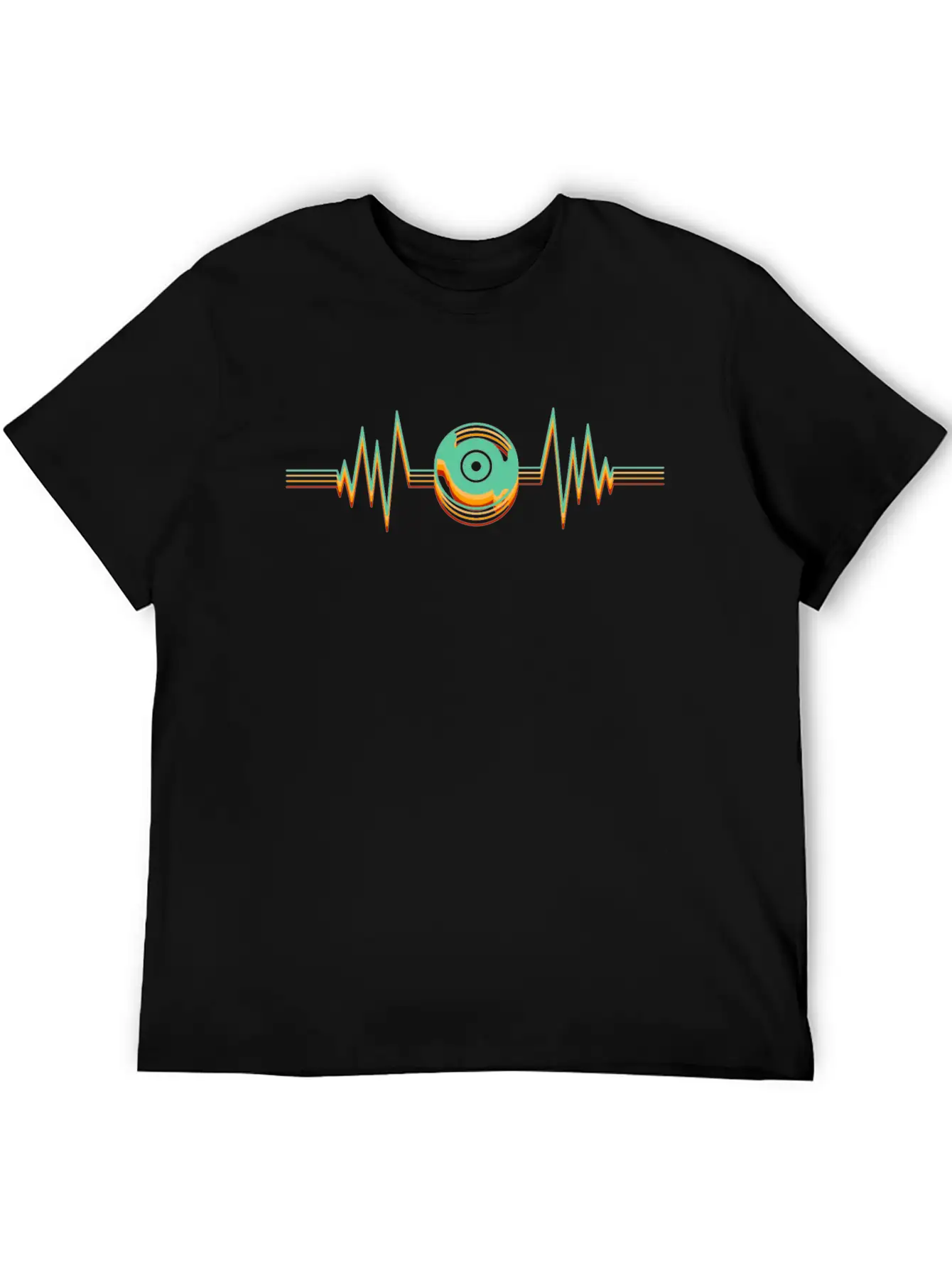 Heartbeat Disk Vinyl Music Nightclub EDM Party Unisex Casual T-Shirt – Clean Design For Daily Comfort