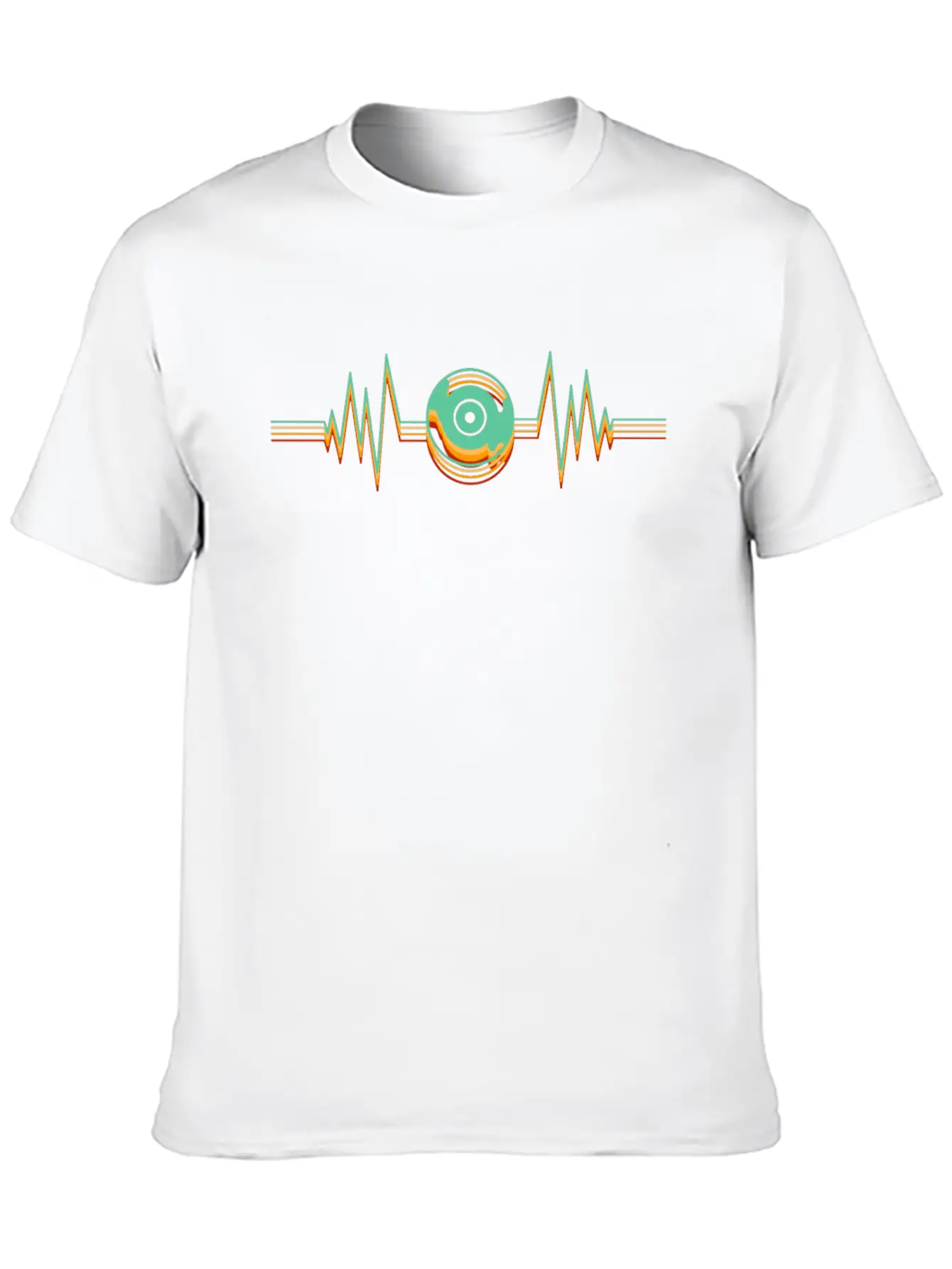 Heartbeat Disk Vinyl Music Nightclub EDM Party Unisex Casual T-Shirt – Clean Design For Daily Comfort