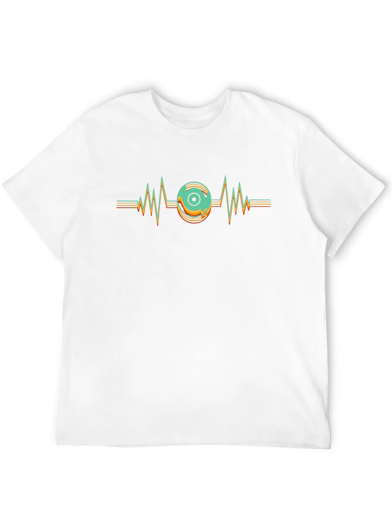 Heartbeat Disk Vinyl Music Nightclub EDM Party Unisex Casual T-Shirt – Clean Design For Daily Comfort