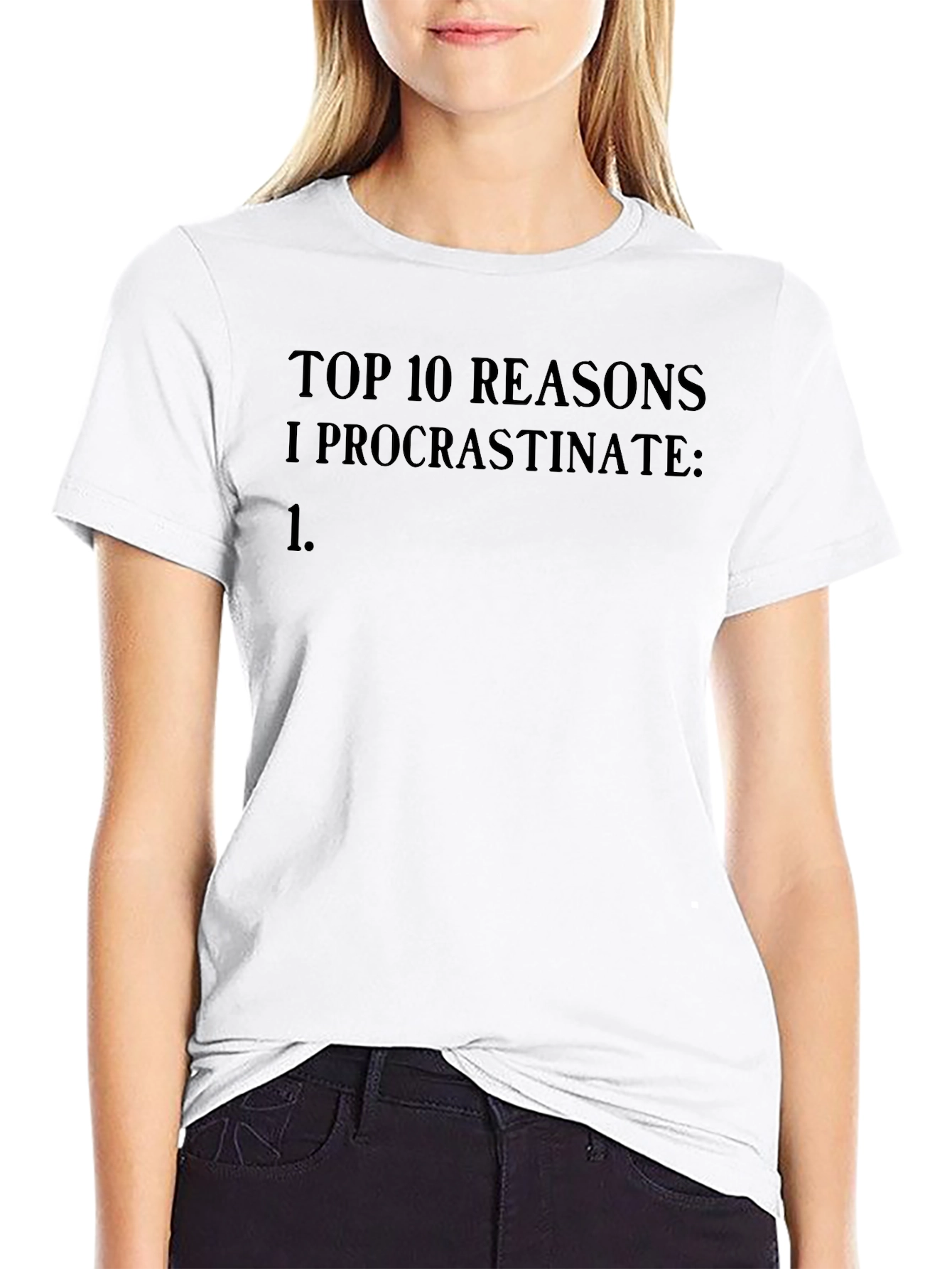 Procrastination Top 10 Reasons Funny Black T-Shirt
