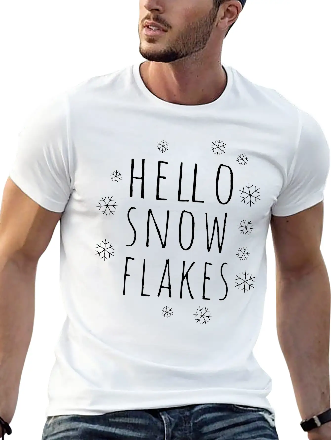 Hello Snow Flakes Unisex Casual T-Shirt – Clean Design For Daily Comfort