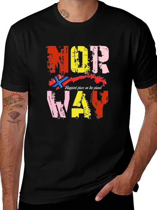 Norway Graphic Print Black T-Shirt