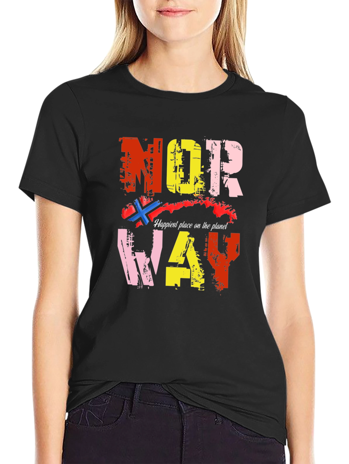 Norway Graphic Print Black T-Shirt