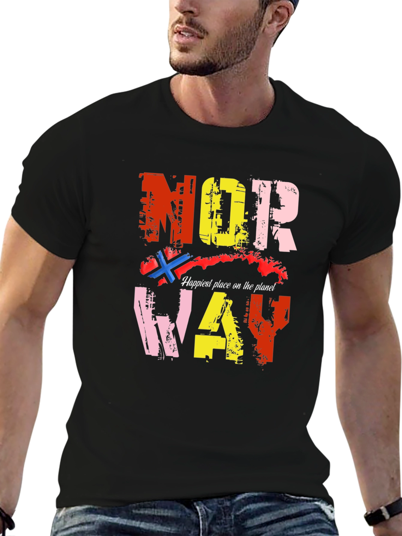 Norway Graphic Print Black T-Shirt