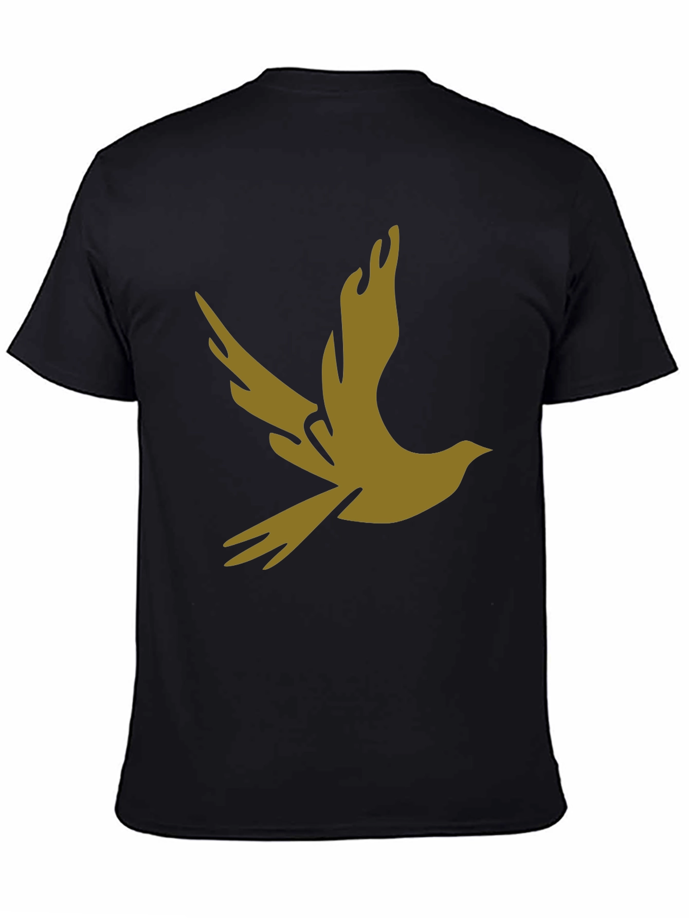 Stylish Black Tee with Abstract Bird Graphic
