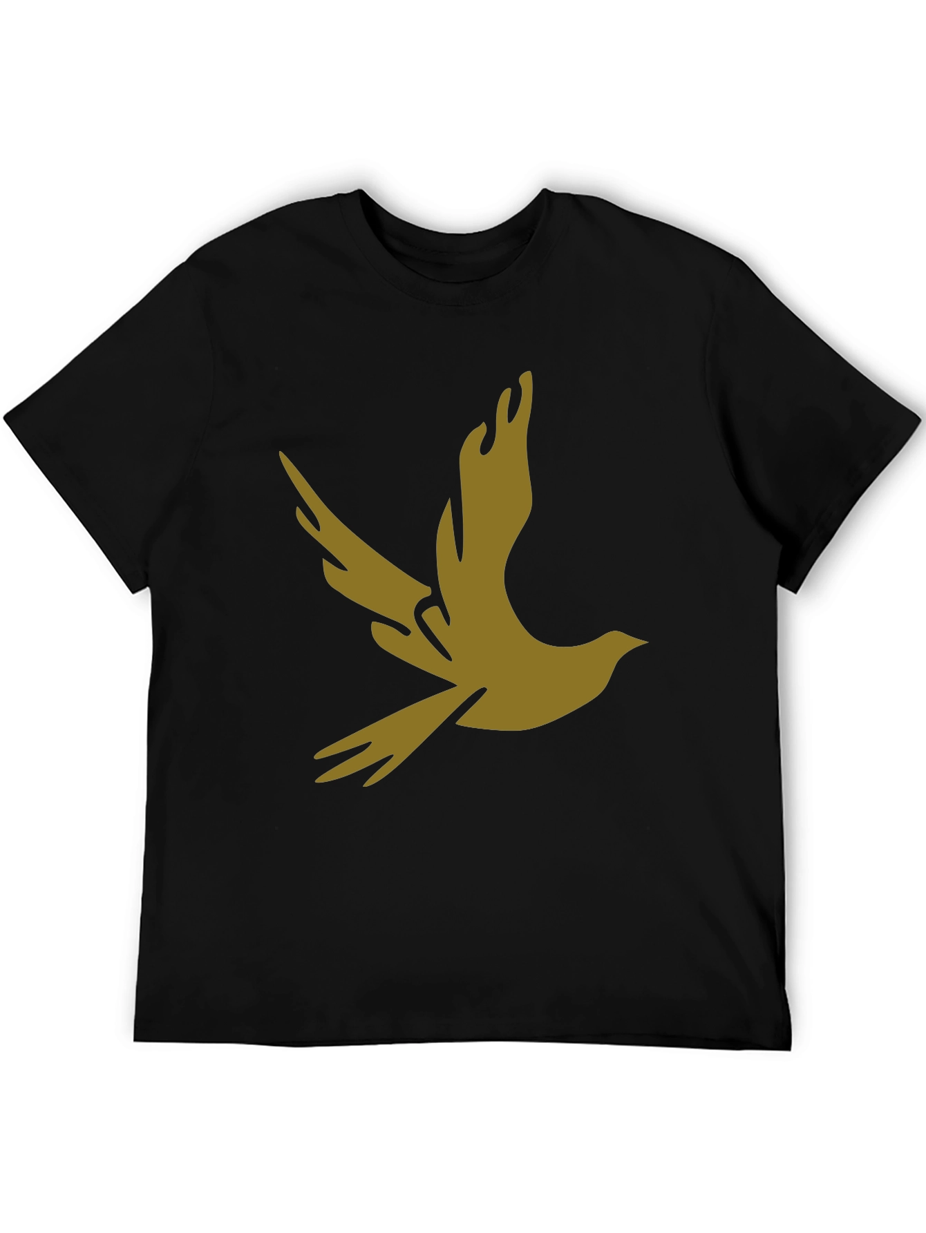 Stylish Black Tee with Abstract Bird Graphic