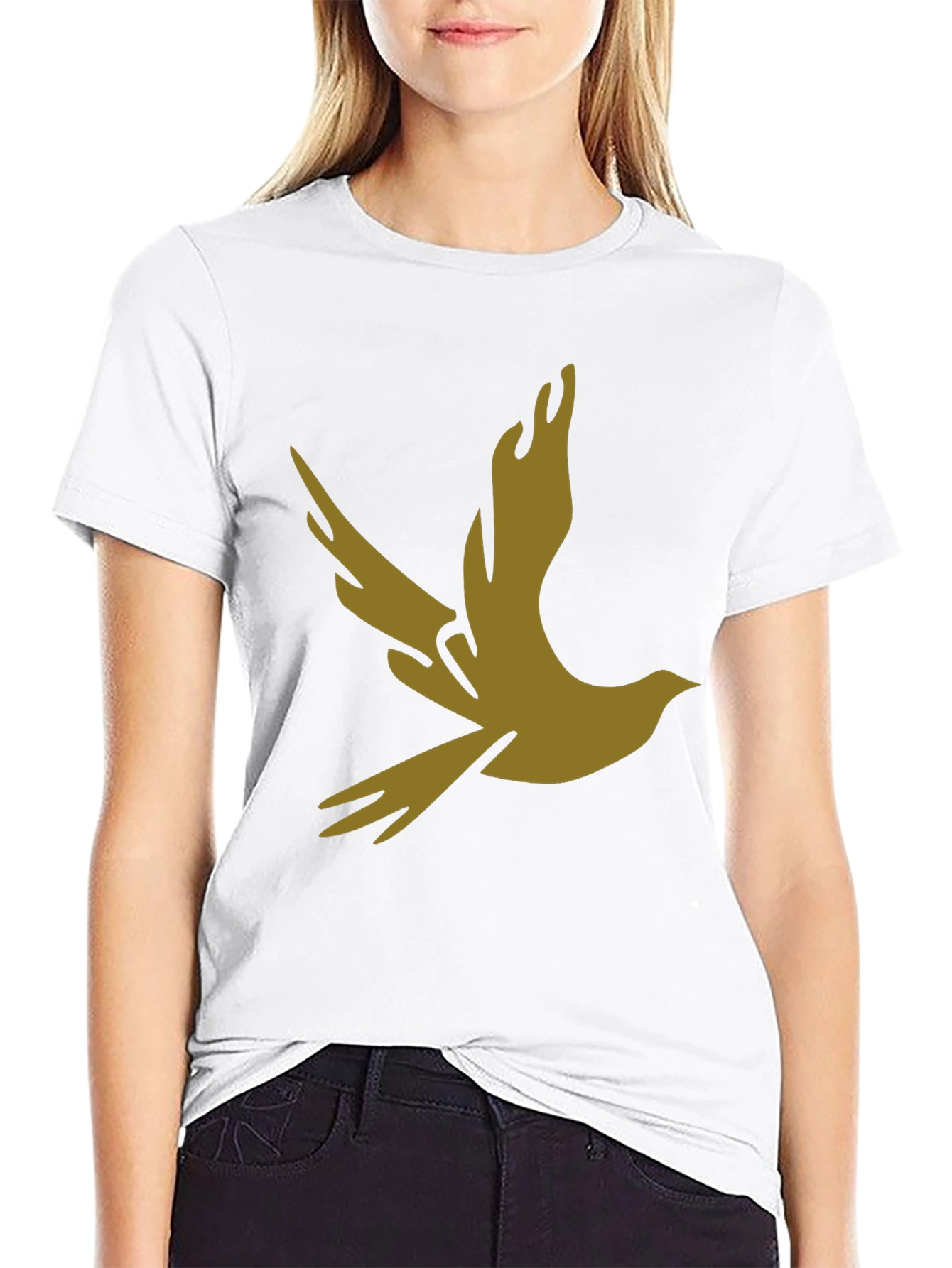 Stylish Black Tee with Abstract Bird Graphic