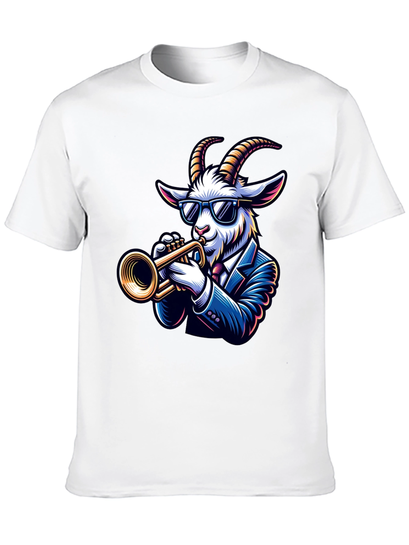 Cool Goat Trumpet Player Graphic Tee