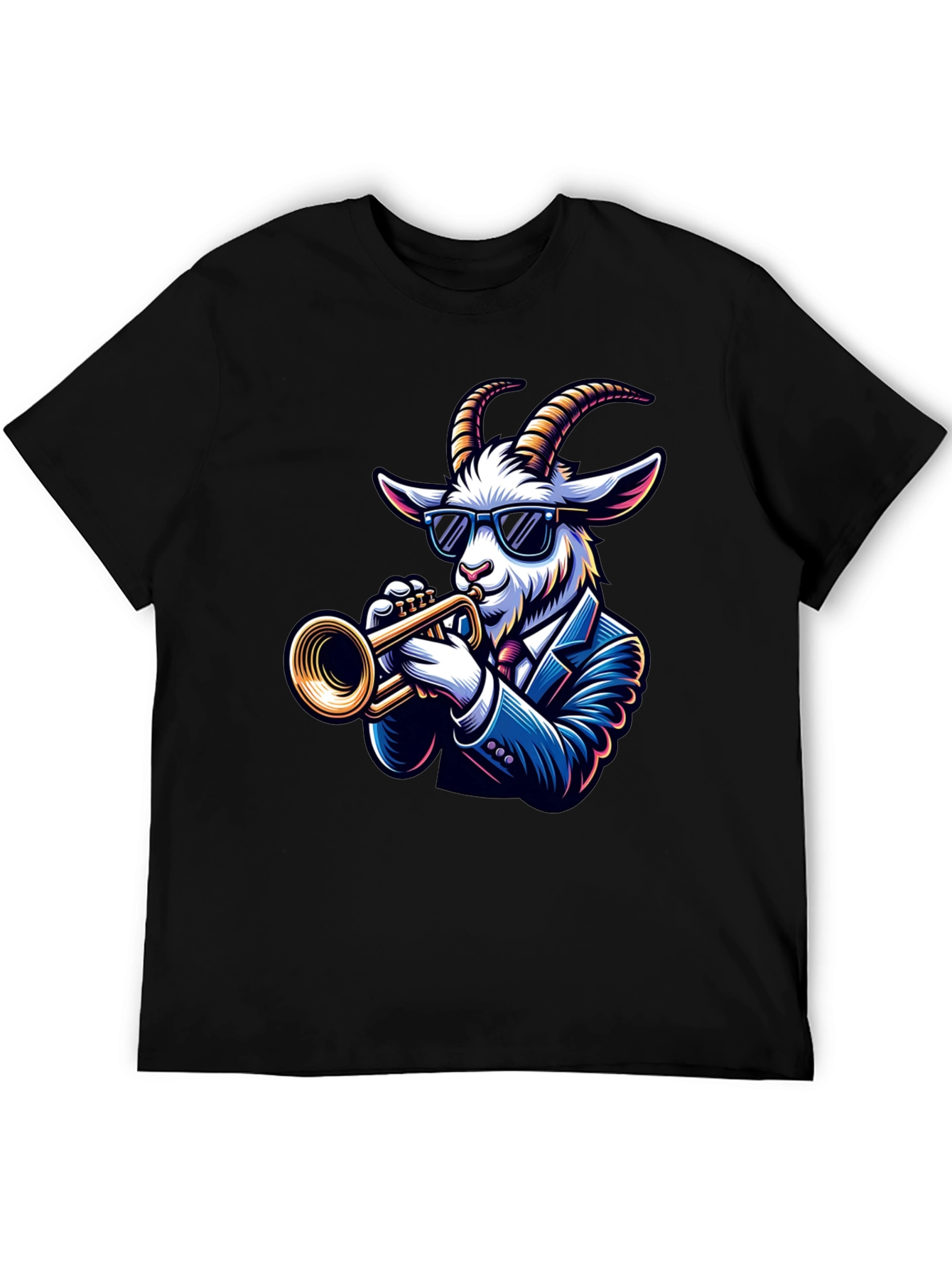 Cool Goat Trumpet Player Graphic Tee