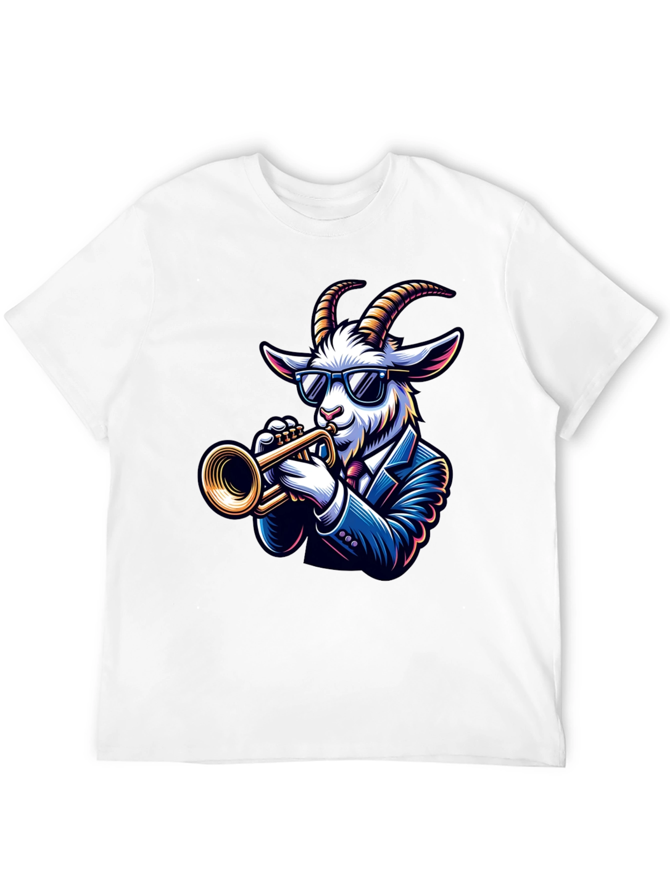 Cool Goat Trumpet Player Graphic Tee