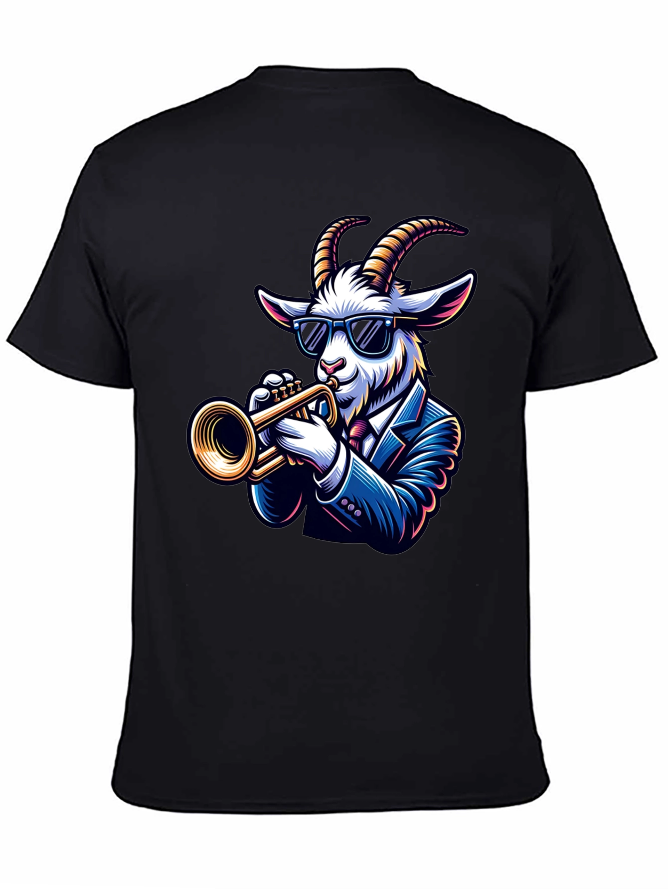 Cool Goat Trumpet Player Graphic Tee