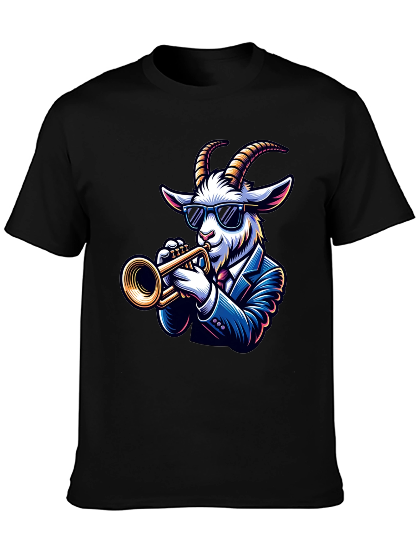 Cool Goat Trumpet Player Graphic Tee