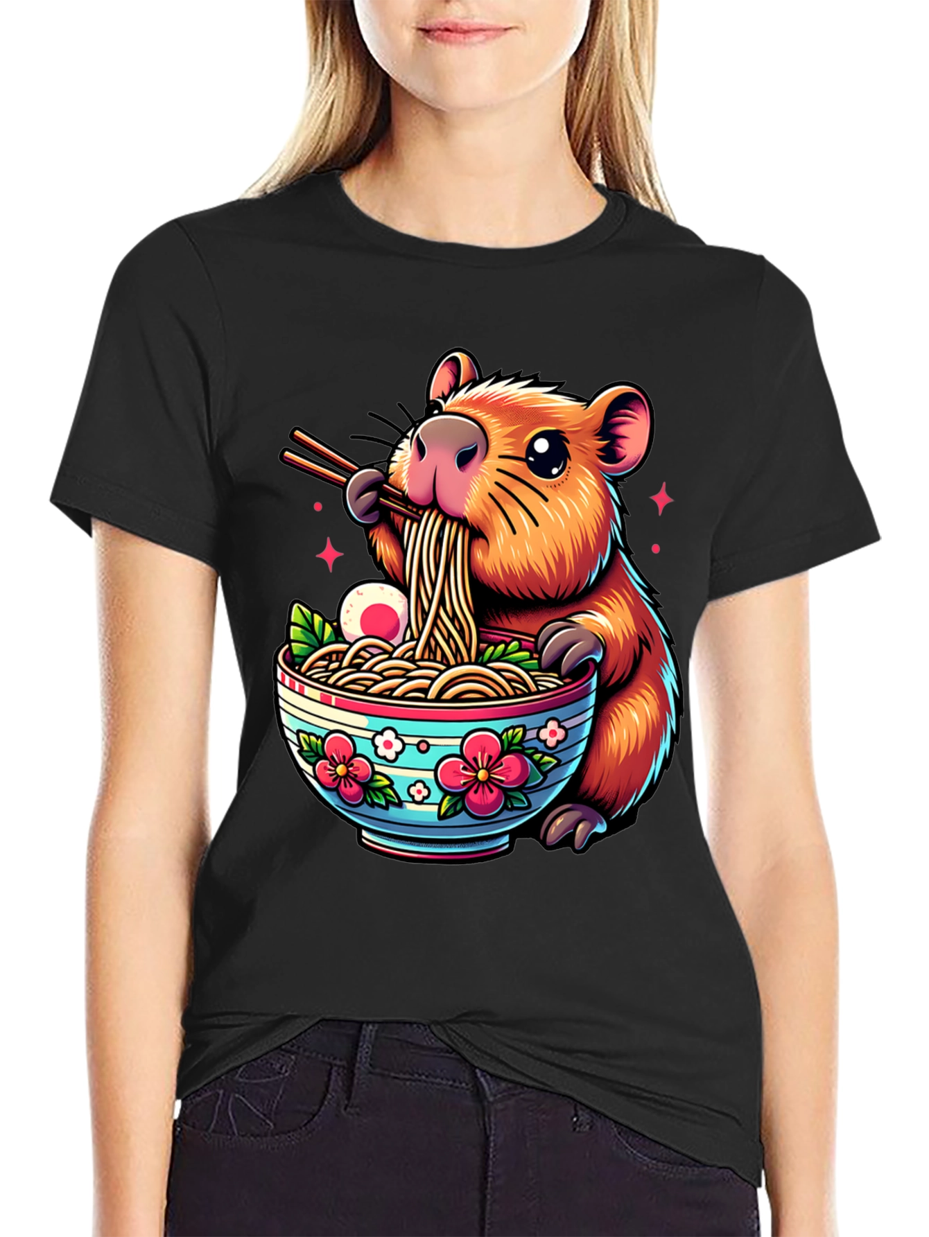 Capybara Ramen T-Shirt - Cute Cartoon Tee