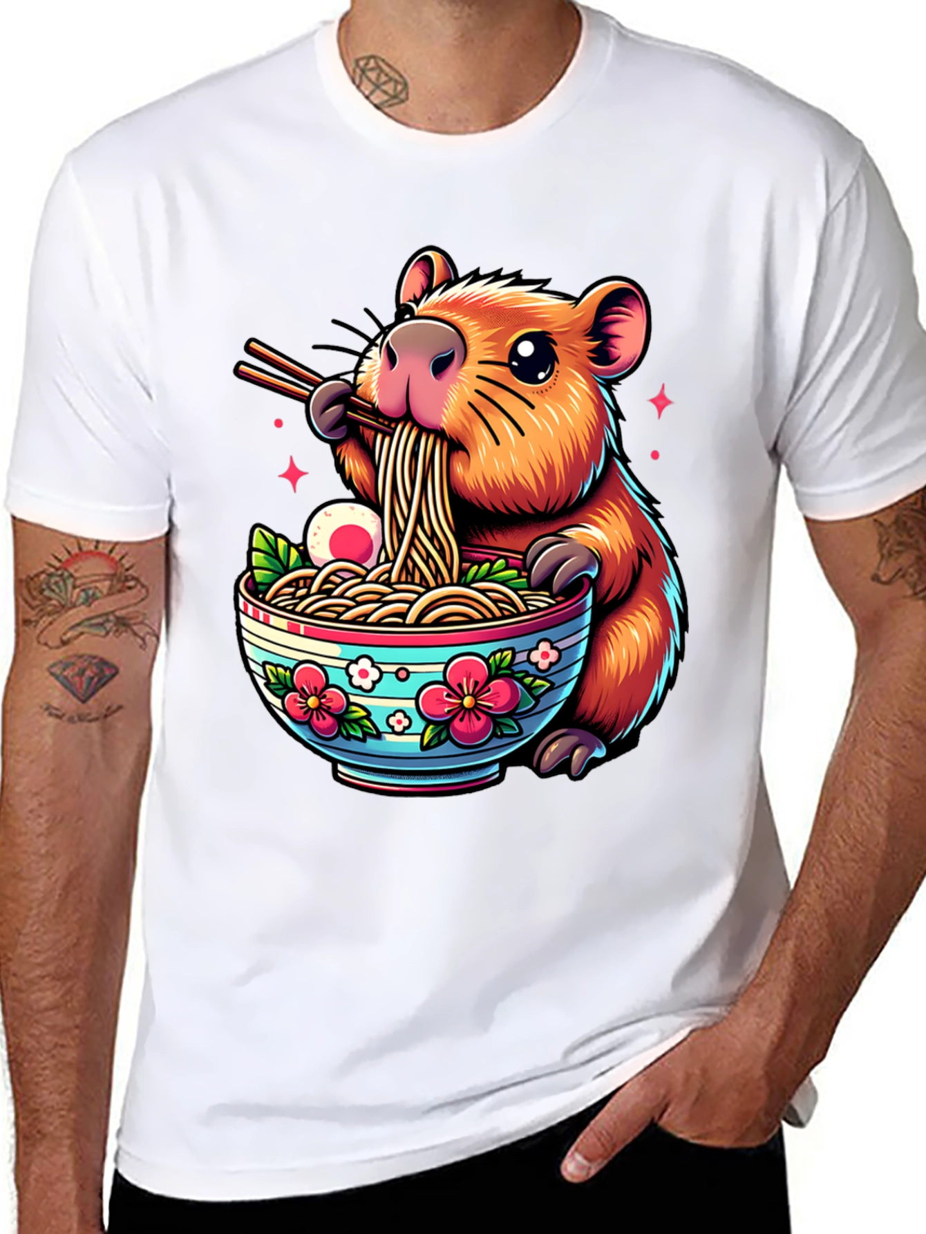 Capybara Ramen T-Shirt - Cute Cartoon Tee