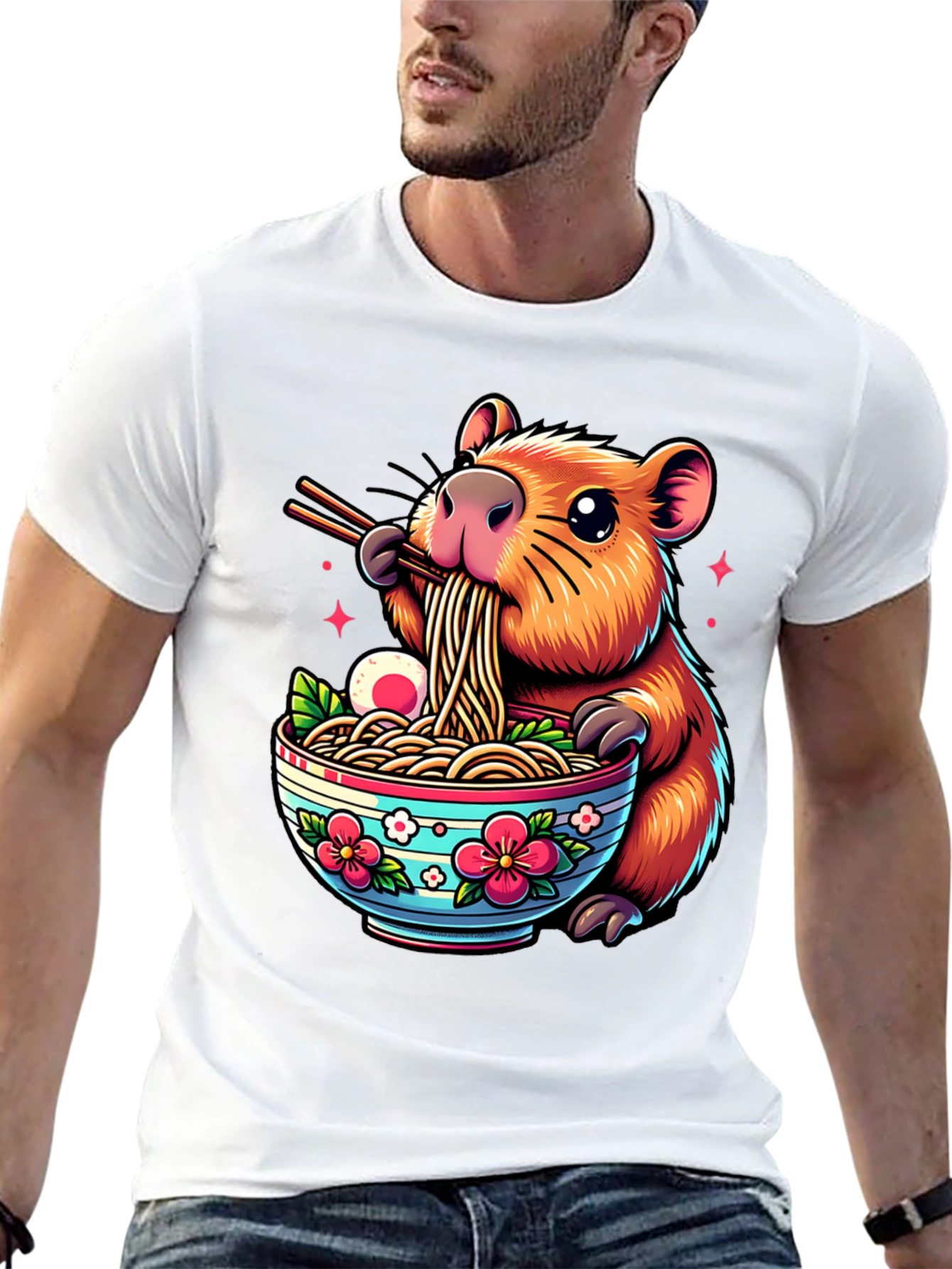 Capybara Ramen T-Shirt - Cute Cartoon Tee