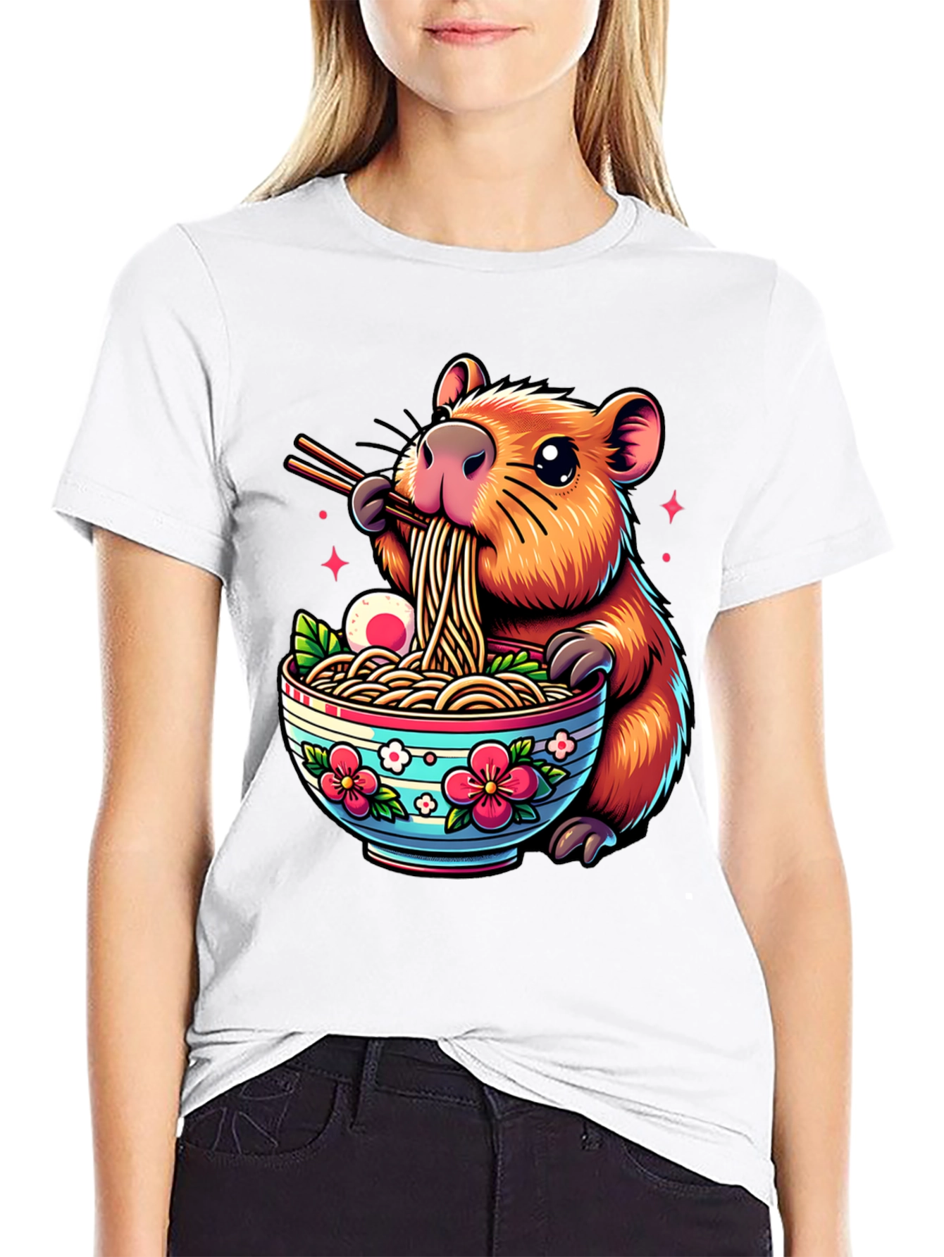 Capybara Ramen T-Shirt - Cute Cartoon Tee