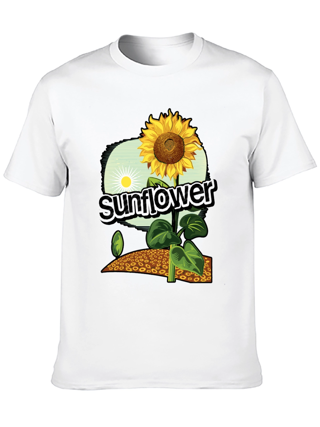 Sunflower Graphic Print T-Shirt - Black Cotton Tee