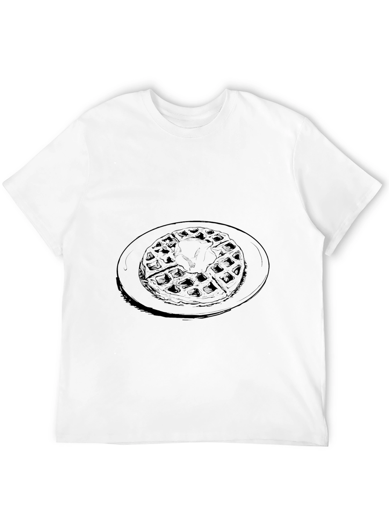 Waffle Graphic Tee - Casual Black T-Shirt