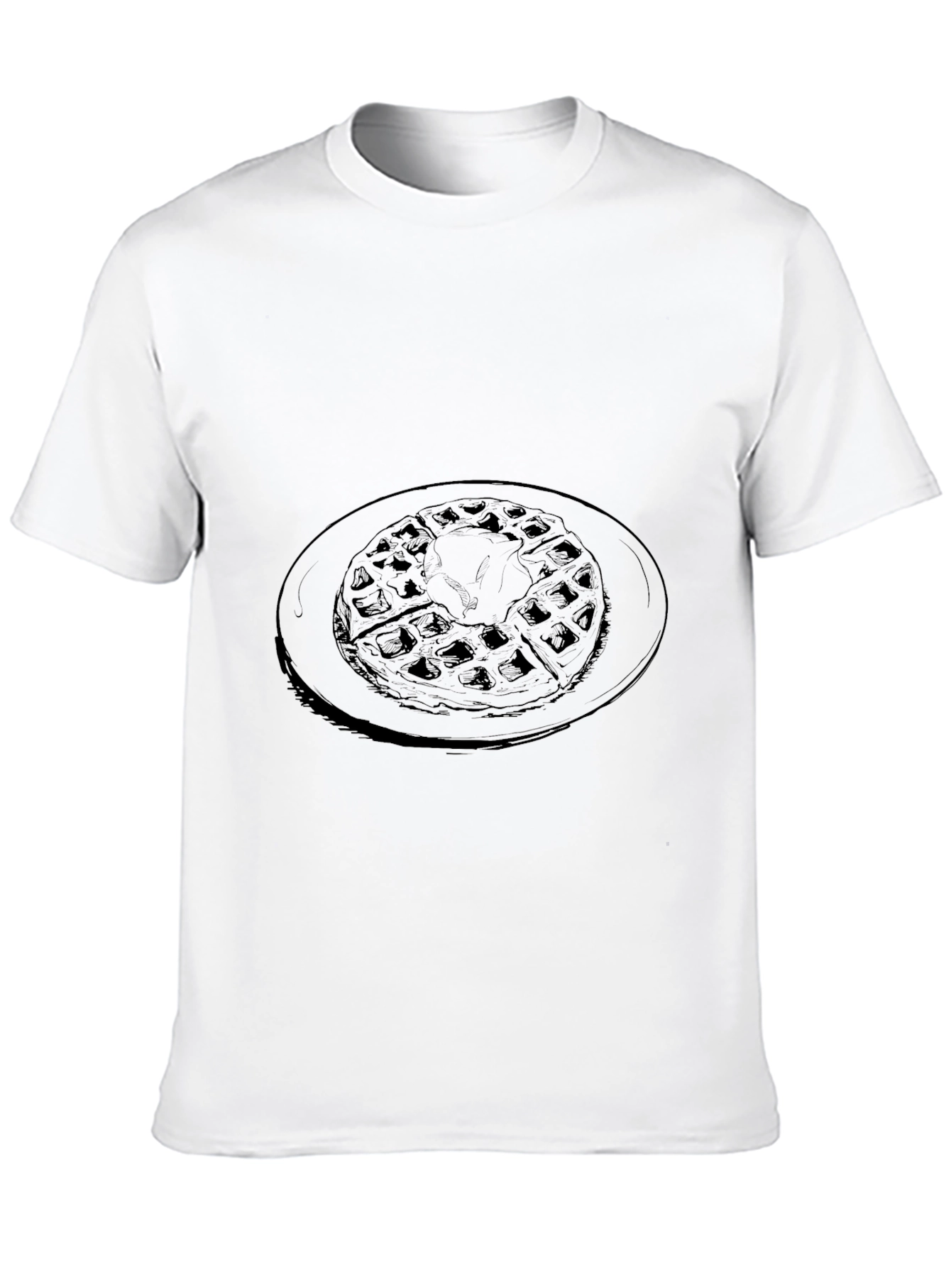 Waffle Graphic Tee - Casual Black T-Shirt