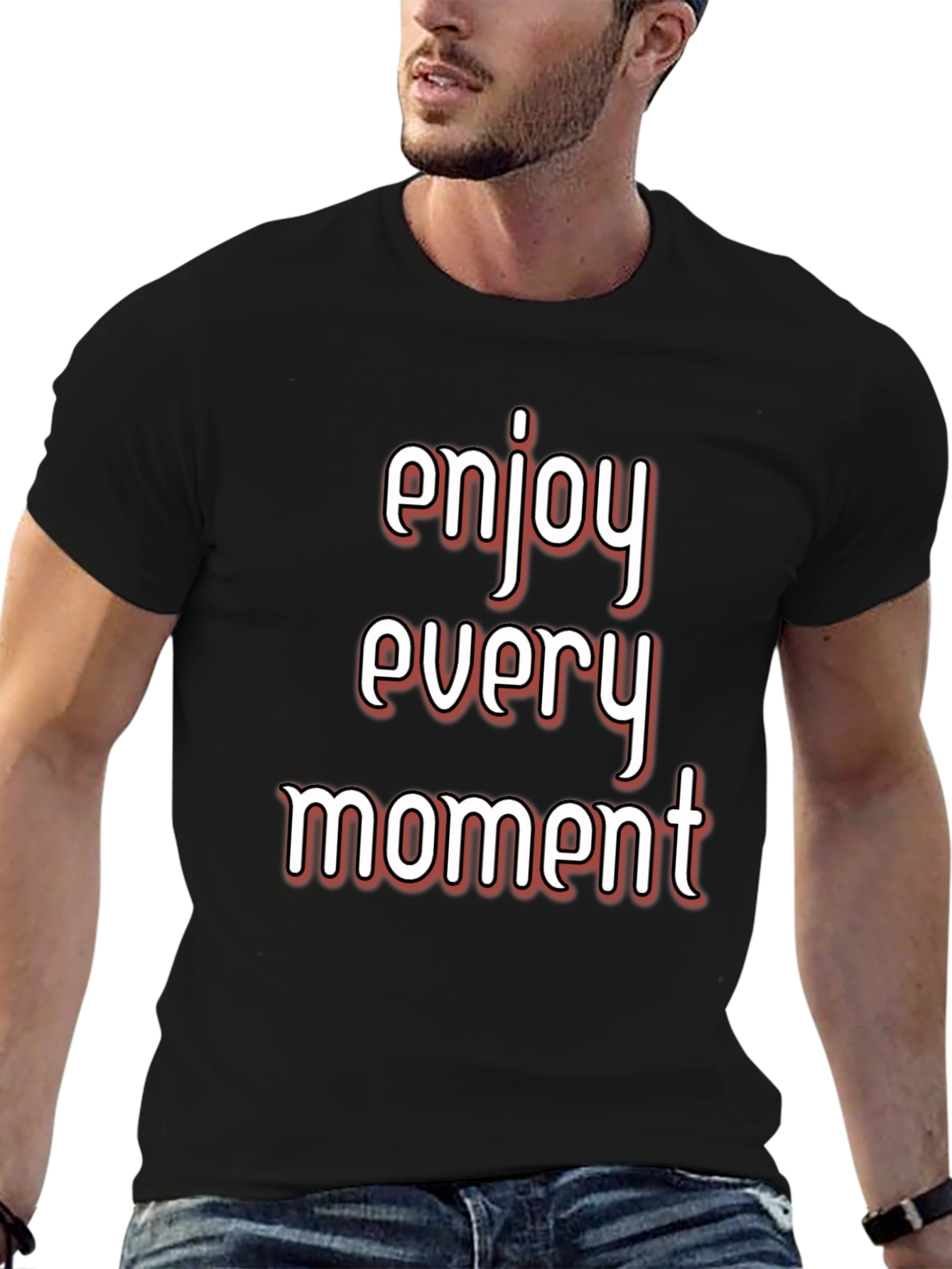 Enjoy Every Moment Black Graphic Tee Shirt