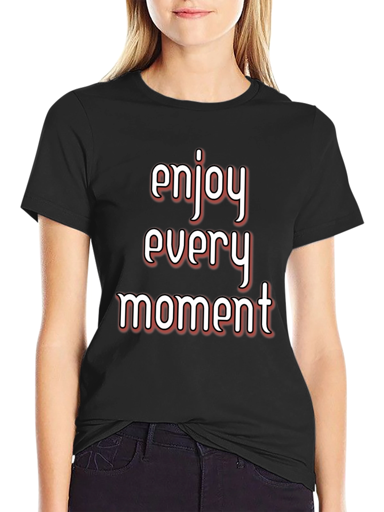 Enjoy Every Moment Black Graphic Tee Shirt
