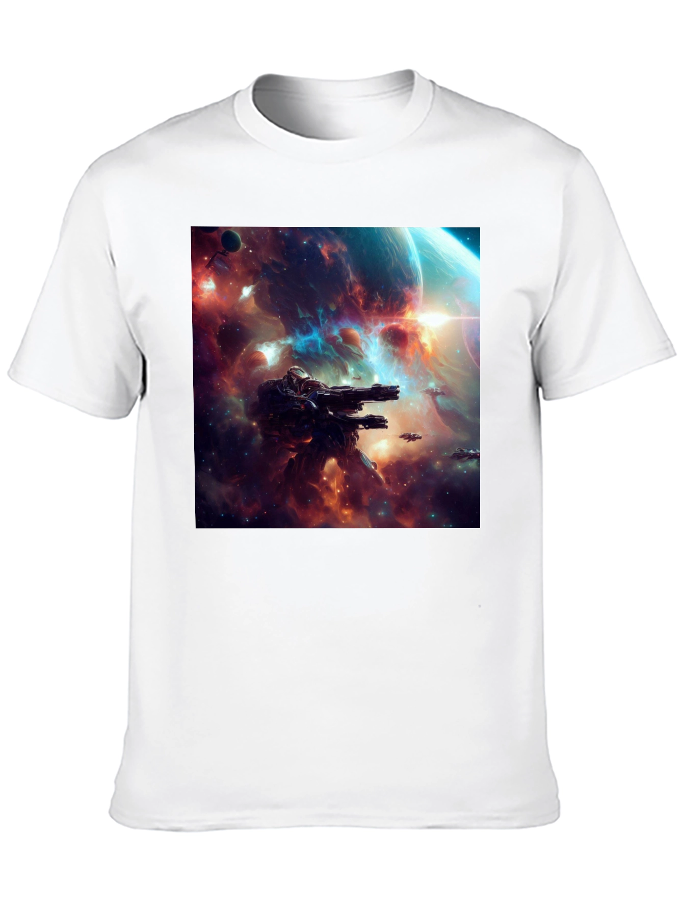Sci-Fi Space Battle Graphic T-Shirt