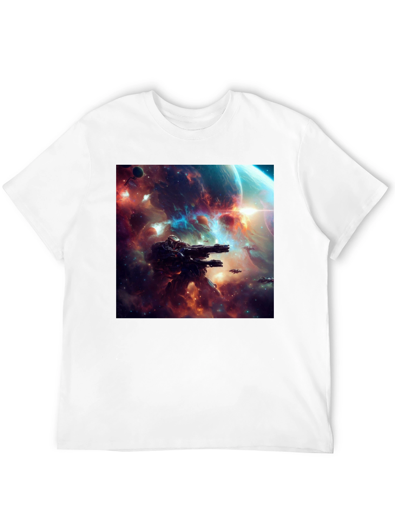 Sci-Fi Space Battle Graphic T-Shirt