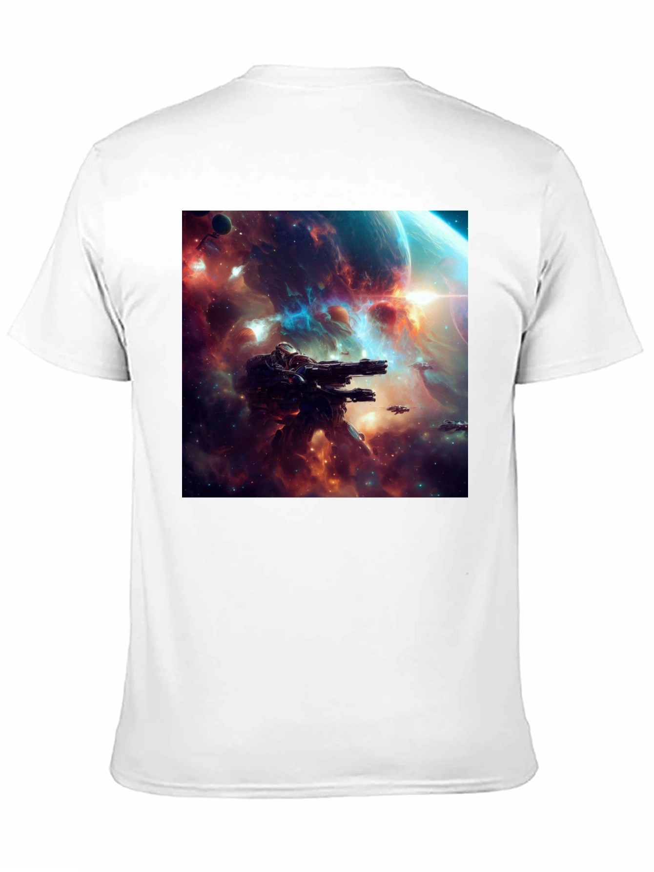 Sci-Fi Space Battle Graphic T-Shirt