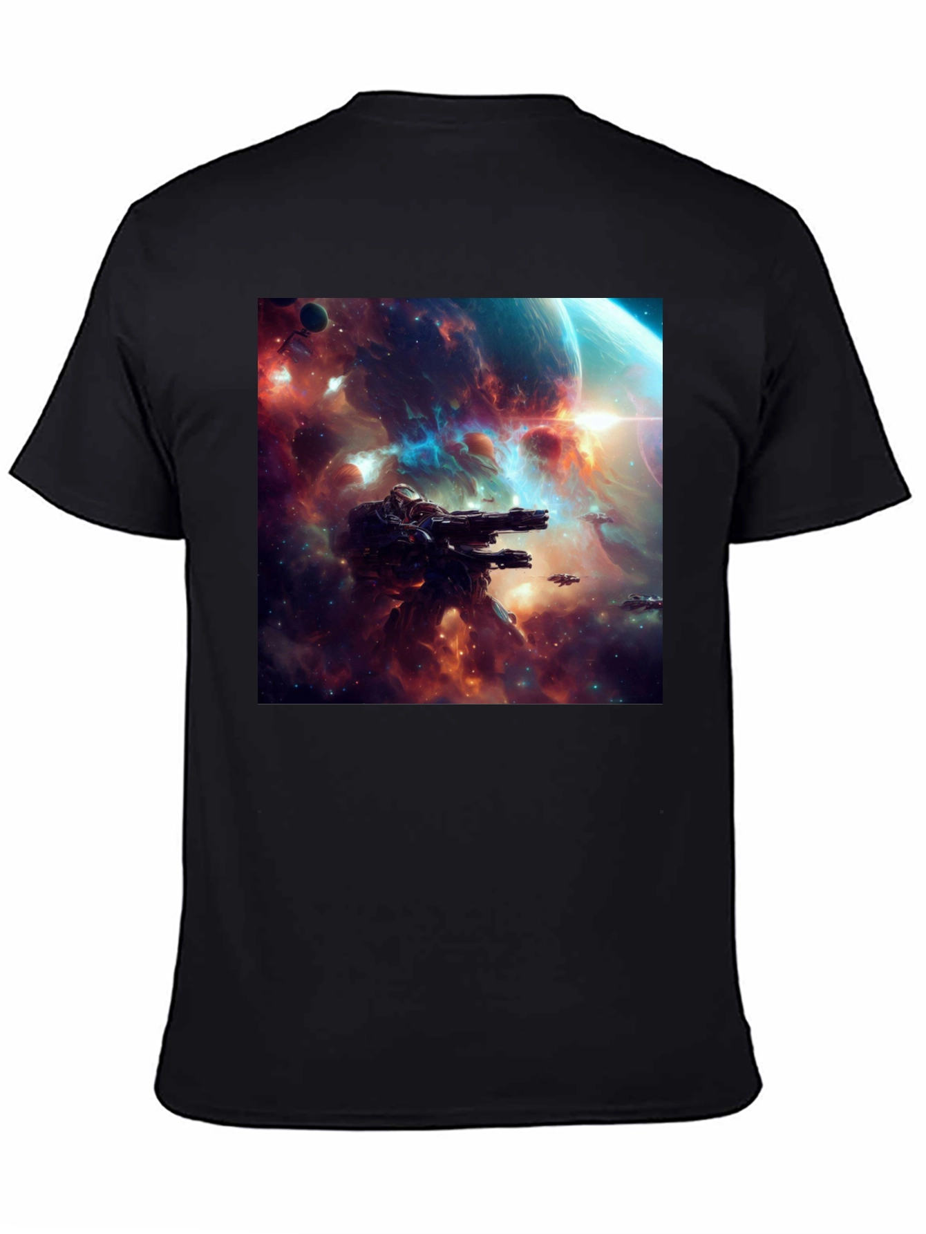 Sci-Fi Space Battle Graphic T-Shirt