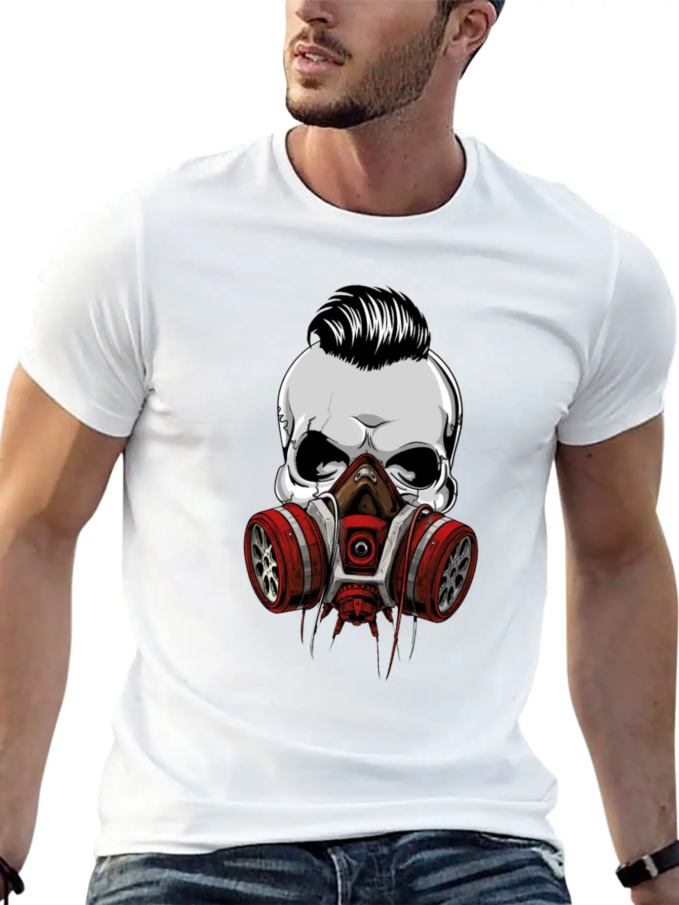 Hipster Skull With Gas Mask Unisex Casual T-Shirt – Clean Design For Daily Comfort