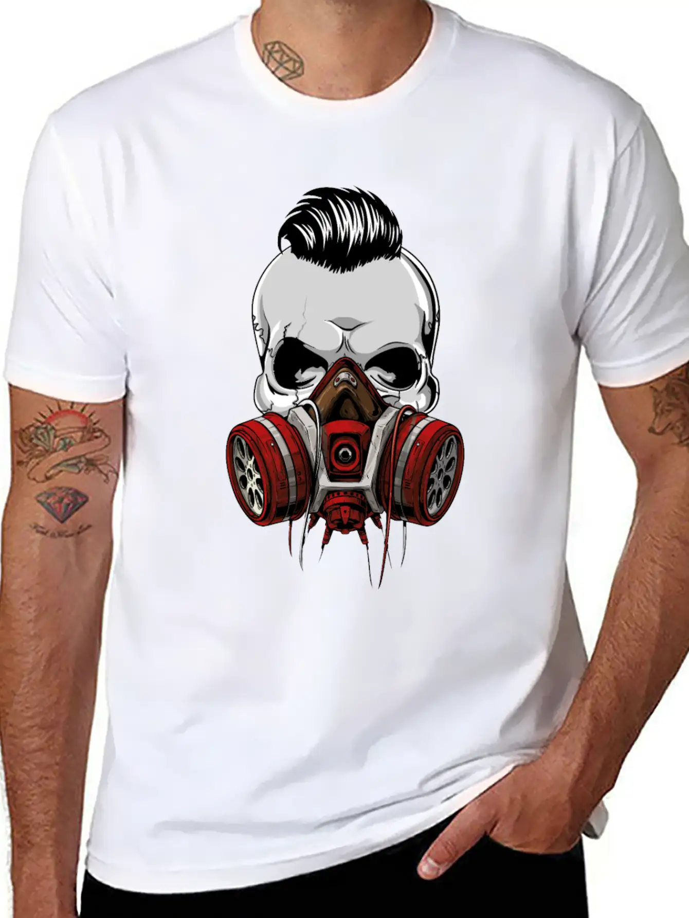 Hipster Skull With Gas Mask Unisex Casual T-Shirt – Clean Design For Daily Comfort