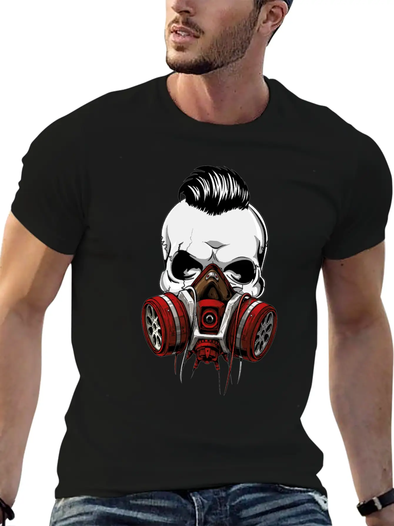 Hipster Skull With Gas Mask Unisex Casual T-Shirt – Clean Design For Daily Comfort