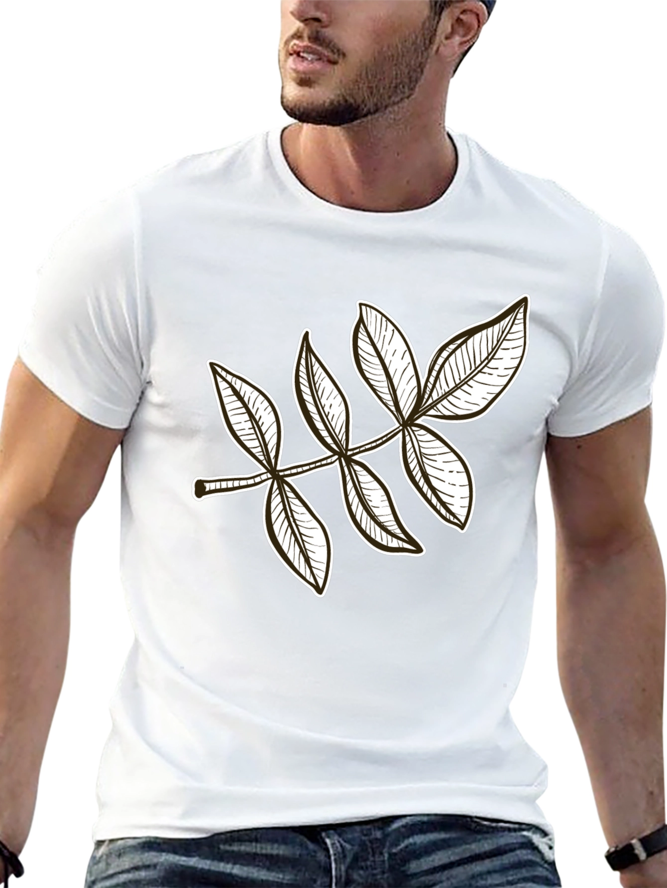 Leaf Design Black T-Shirt