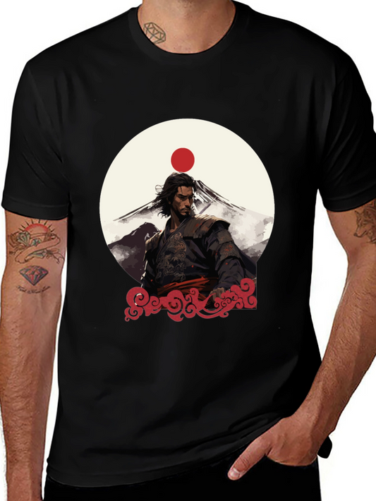 Samurai Sunset Graphic Tee - Black