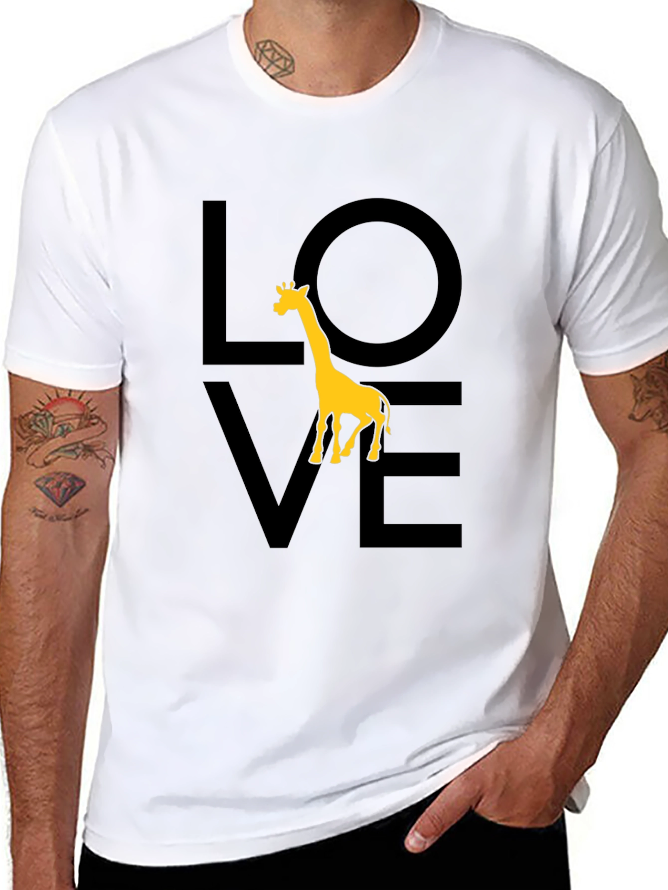 Love Giraffe Black T-Shirt