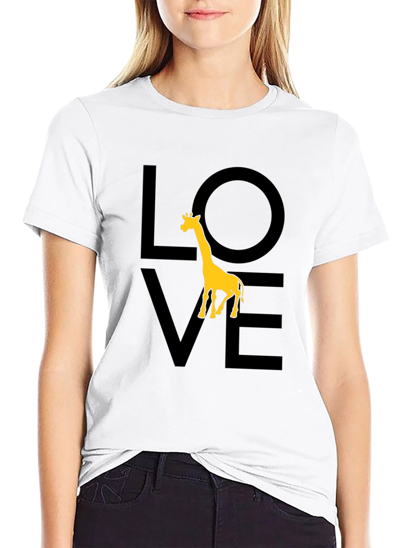 Love Giraffe Black T-Shirt