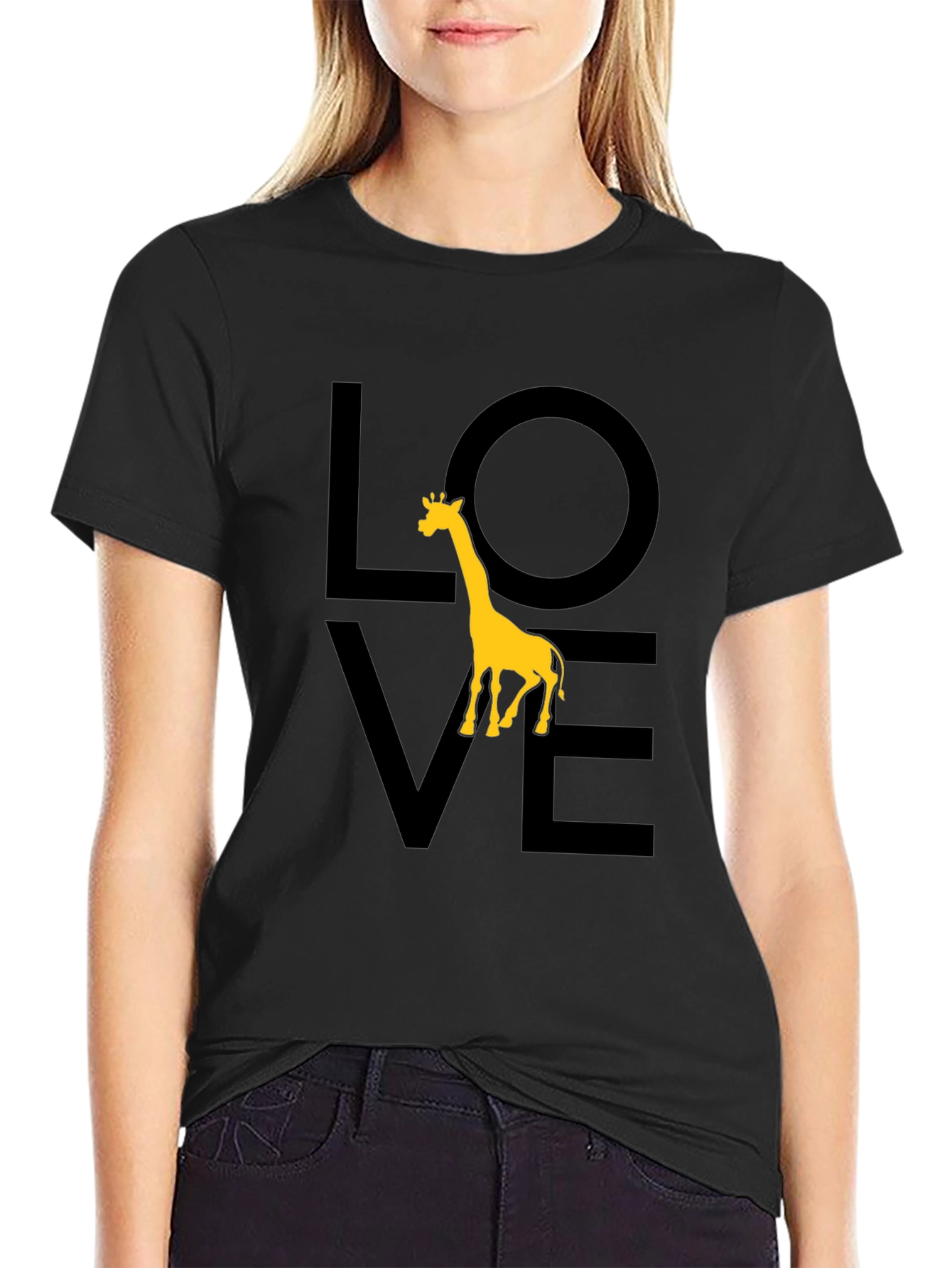 Love Giraffe Black T-Shirt
