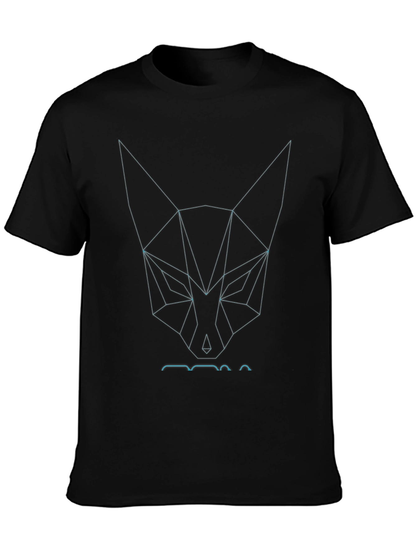 Geometric Fox Head Graphic Black Tee