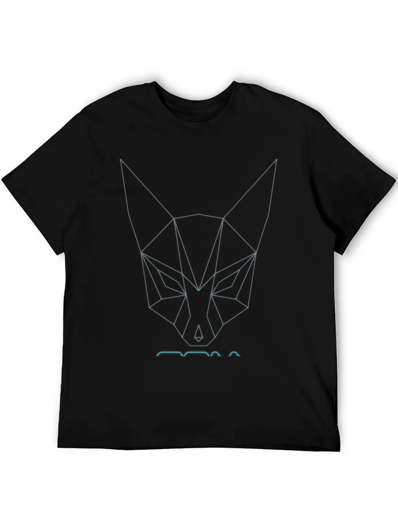 Geometric Fox Head Graphic Black Tee