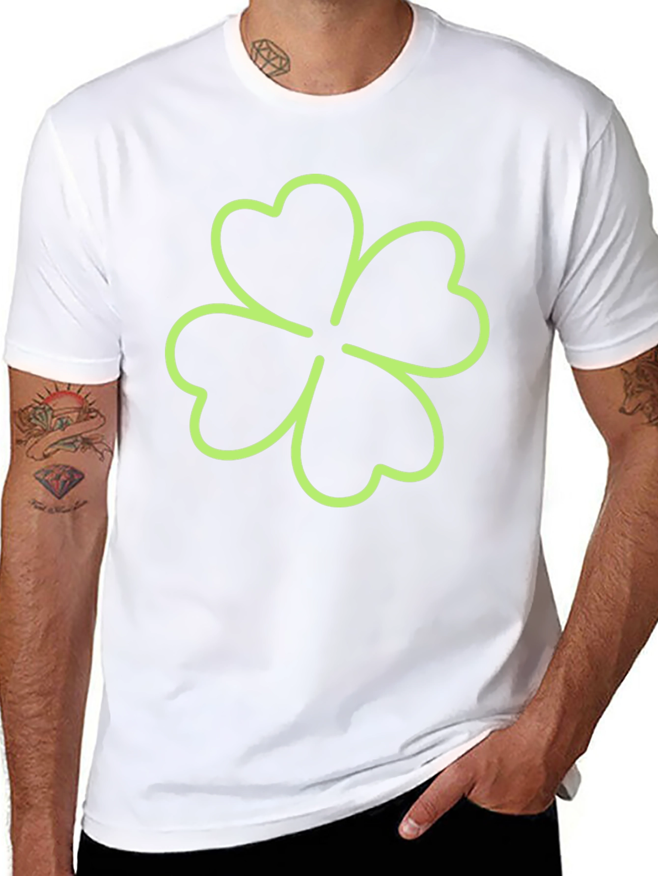 Lucky Shamrock Graphic Tee - Black Cotton T-Shirt