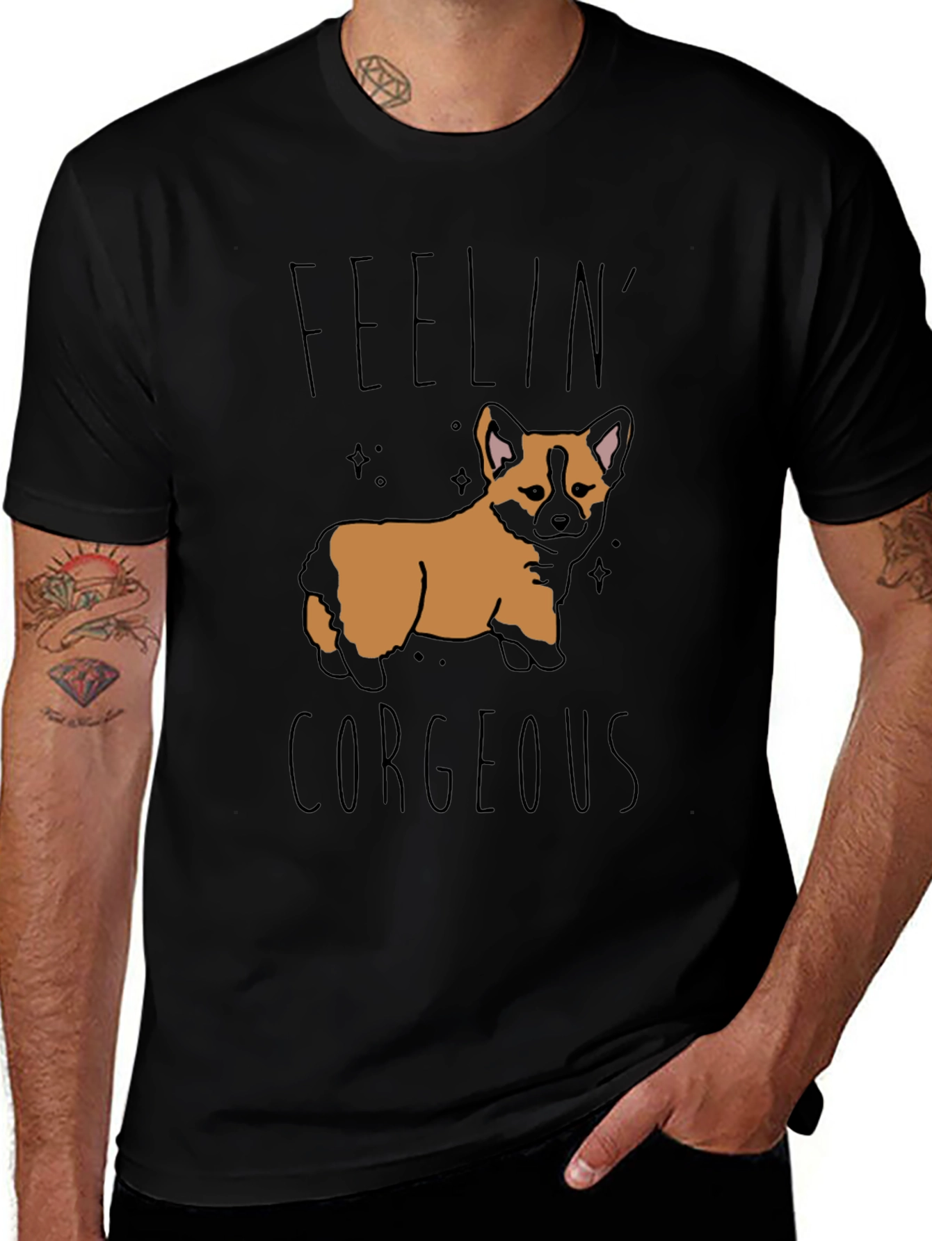 Feelin Corgeous Dog Graphic T-Shirt
