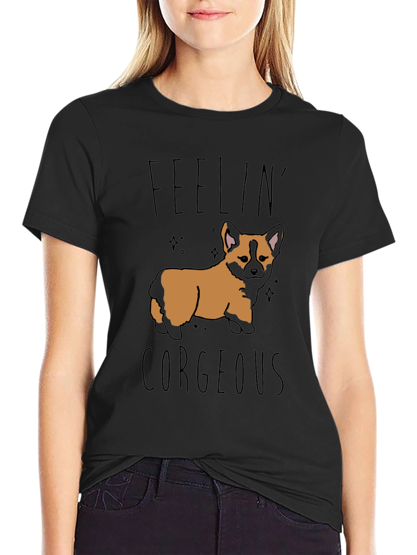 Feelin Corgeous Dog Graphic T-Shirt